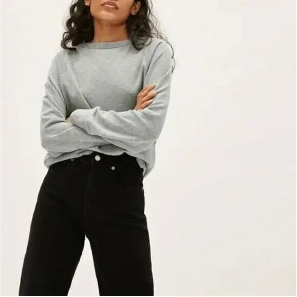 EVERLANE The Lightweight French Terry Crewneck Sweatshirt Small Grey - Picture 1 of 4